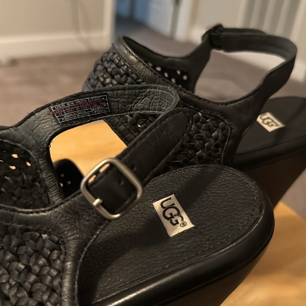 Black Platform Sandals With Perforated Straps - image 8